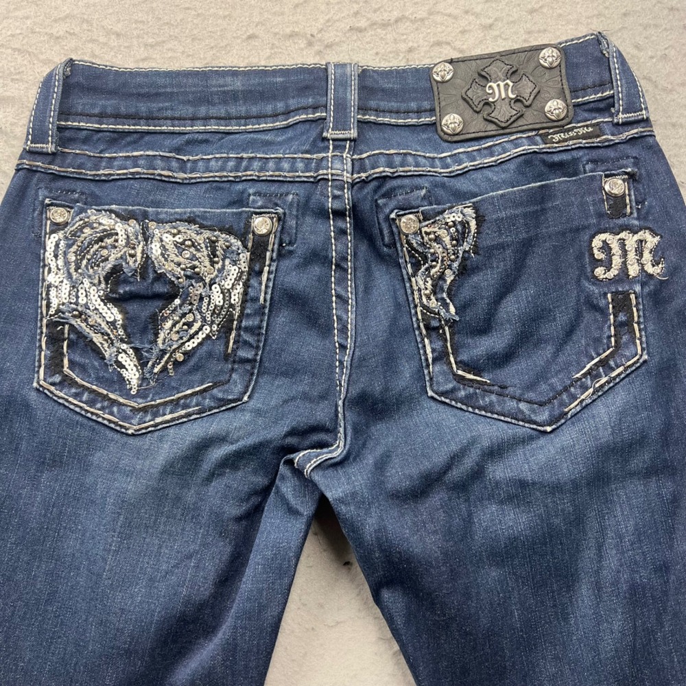 Miss Me JE5436G4R Jeggings Dark Wash Sequin Wing Embroidery Jeans Mens 28x31